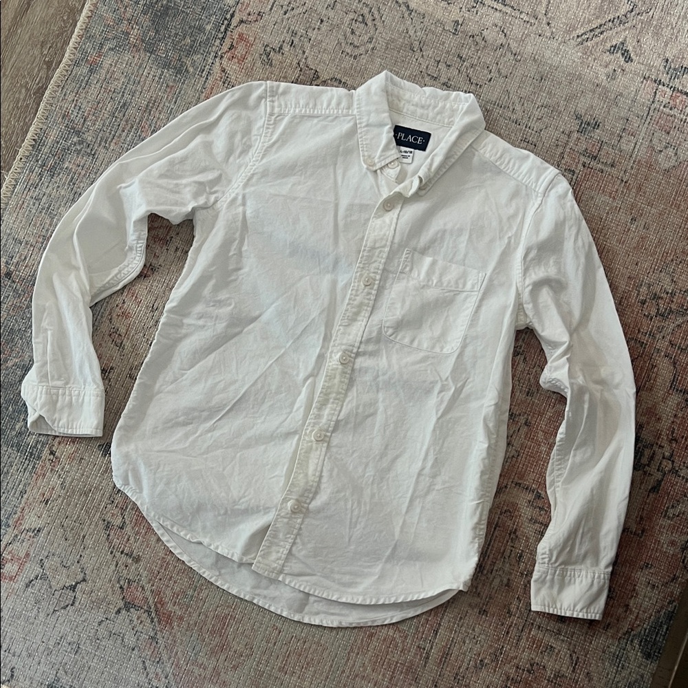 The Children’s Place Boys White Button Up Shirt Size Large 10/12